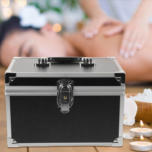 24x16x16cm FOMIYES Portable Tool Box Organizer with Waterproof Lining, Compact Black Storage Case for Foot Therapy