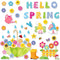 Konsait Spring Bulletin Board Decorations, 68Pcs Set, Big Umbrella Flowers, Waterdrop Cutouts for Classroom