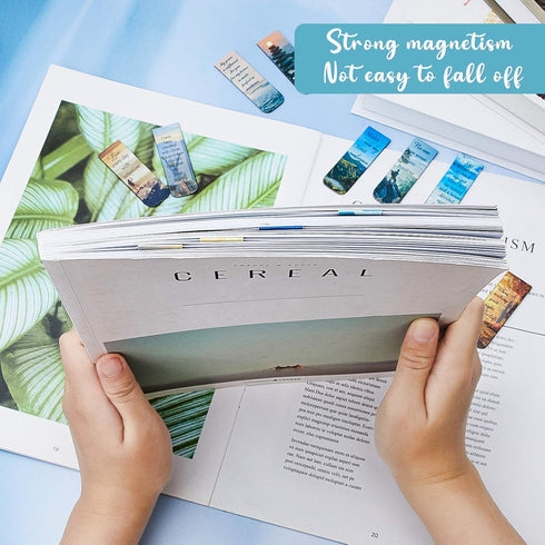 Zonon 12 Pcs Bible Magnetic Bookmarks - Religious Verse Page Clip Magnet Set with Landscape for Reading Supplies
