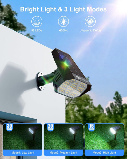 4Pack 58 1800mAh, IP67 3 2-in-1 Brightown Solar Spot Lights Outdoor with LED & Solar Lights Outdoor Waterproof