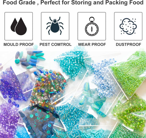 Small Clear Poly Zipper Bags (Pack of 200), 2''x 3'' Reclosable Storage Plastic Bags for Jewelry, Beads & Small Items