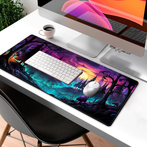 Mystic Forest Purple Desk Mat, Cute Large Mouse Pad Extended Gaming Mousepad XL, Aesthetic Keyboard Mat 31.5''X11.8''