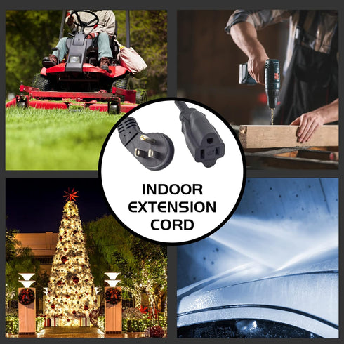 10FT Extension Cord, Flat Plug 3 Prong Short Extension Cords, Black 16 Gauge Heavy Duty Cable for Kitchen Home