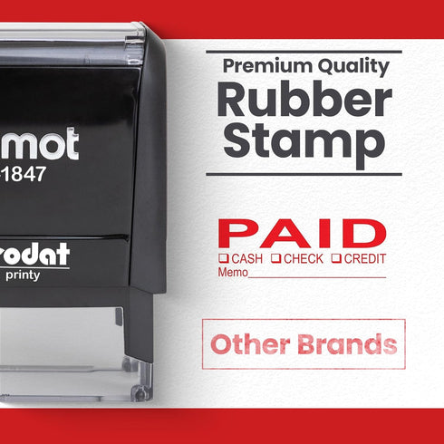 Promot Paid Stamp, Self Inking Stamp for Office, Accounts Payable, Red Ink