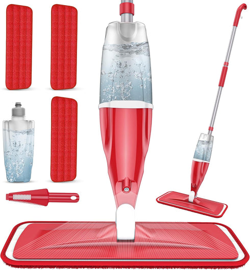 Spray Wet Mops for Hardwood Floor Cleaning, EXEGO Microfiber Dry Dust Spray Mop with Washable Pads