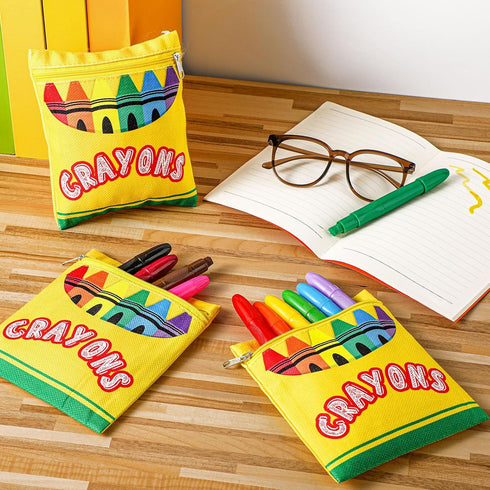 MotiMind 12 Pcs Crayon Storage Bags with Zipper for Classroom Crayon Organizer Dispenser Marker Storage Organizer