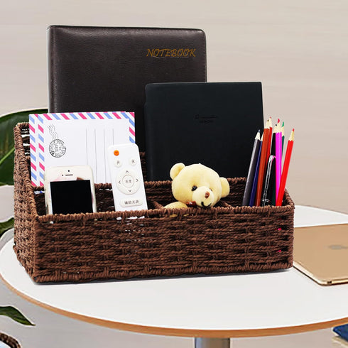 Desk Organizer and Storage - Mail Organizer Countertop, Magazine File Holder, Dark Brown