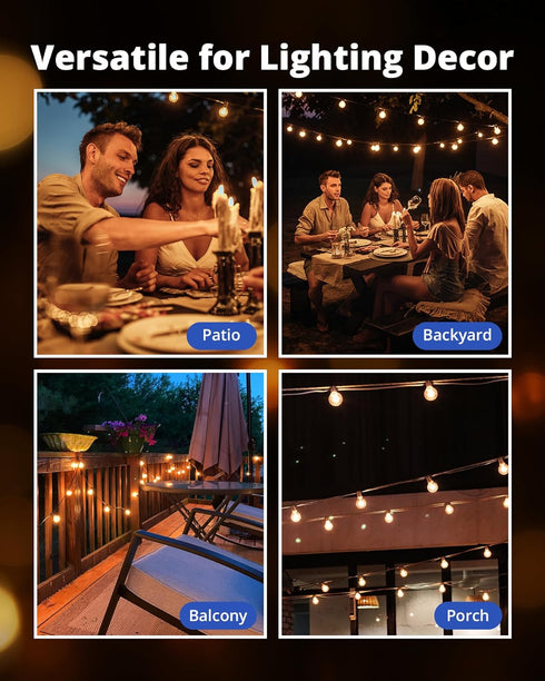 60FT 32 G40 Bulbs 2700K Dimmable VIPAR Outdoor String Lights, Patio Lights Outdoor Waterproof, Shatterproof Vintage