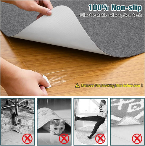 Desk Chair Mat for Hardwood Floor & Tile, 55"x35" Anti-Slip Office Chair Mat for Rolling Chairs