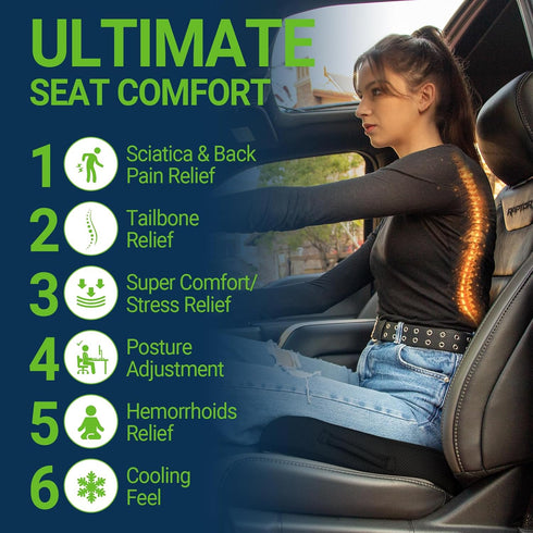 Tailbone Season Guard Pain Relief Office Chair Seat Cushion, Memory Foam Gel Seat Cushion for Sciatica Pain Relief