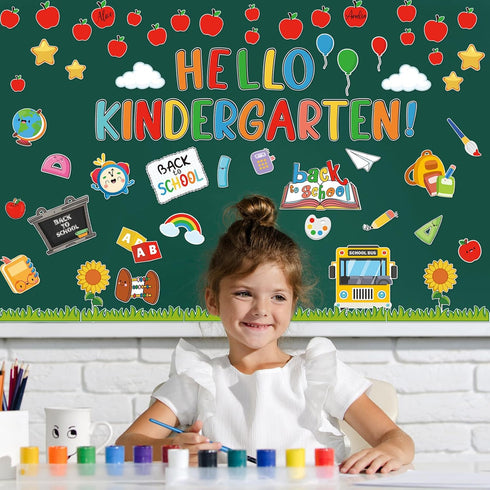 Hello Kindergarten Bulletin Board Decorations, 76Pcs Back to School Classroom Decor for First Day of School
