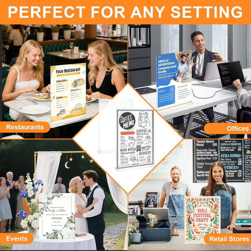 Truxwal 11x17 4-Pack Acrylic Sign Holder Table Top with Magnetic Corners, Quick Change Display Stand for Menus, Posters
