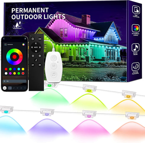 KSIPZE Permanent Outdoor Lights Waterproof IP67, Smart RGB+IC Eaves LED Lights with