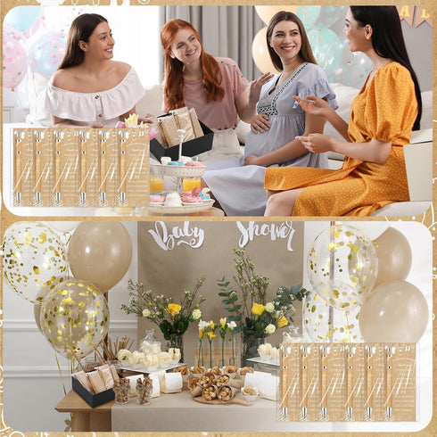 Rustic 50 Set Baby Shower Pens Favors, Include 50 Bamboo Ballpoint Pens and 50 Thank You Cards for Guests