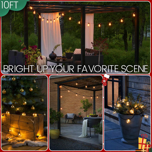 SOLROS STUDIO 10FT G40 Bulb, LED Outdoor String Lights - Waterproof Patio Lights Shatterproof Edison Globe Connectable