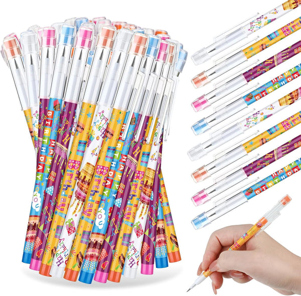 Happy Birthday Pencils with Top Erasers, Colorful Printed Birthday Pencils for Classroom Gifts (100 Pcs)