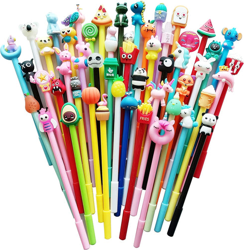 sencoo Cute Cartoon Black Gel Ink Pens, Kawaii Birthday Present for Students, 100 Pens + 100 Refill + 1 Notebook