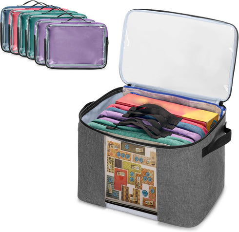 Rexmica Board Game Storage Bag with 6pcs Zipper Bags, Board Game Organizer