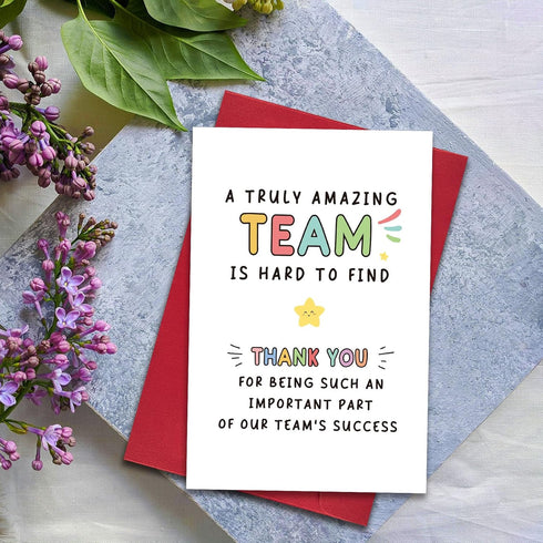 RollupJoy Cute Appreciation Card, Thank You Card for Him Her, Employee Appreciation Gift, Truly Amazing Team Is Hard