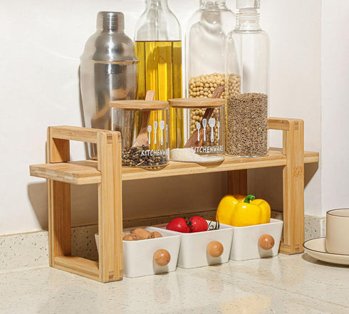 KinShare Small Adjustable Desk Bookshelf Organizer Open Bookend Shelf Flexible to Fit as Much or as Little