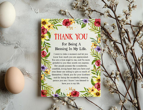 MWS9xDesigns Thank You For Being A Blessing In My Life Card - Cute Thank You Card - Appreciate - Grateful - Sweet