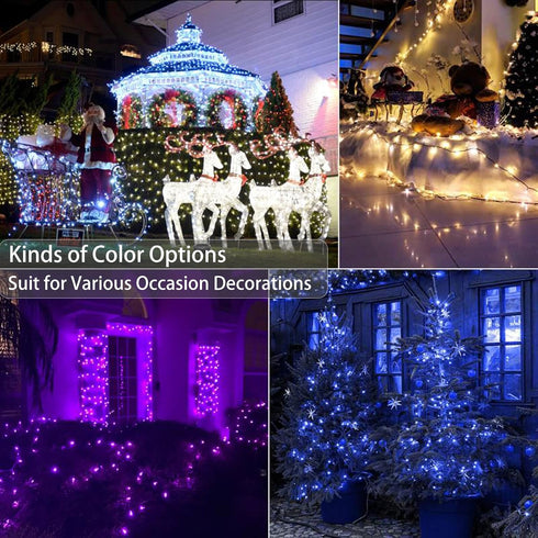 33ft 100 Dimmable Brizled Christmas String Lights, LED Color Changing Christmas Lights with Remote, RGB Christmas Tree