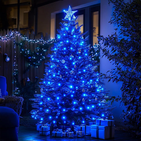 100FT 300LED 8 Kwaiffeo Blue Christmas Lights, String Light Outdoor Indoor, Modes Connectable Blue Lights for Christmas