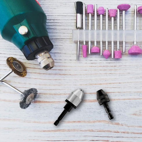 Keyless Drill Chuck Bit 1/4 Inch Hex Shank, Fast Change Converter Extension Screwdriver Drill Adapter