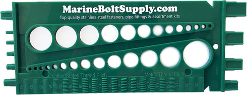 Nut, Bolt & Screw Gauge (Standard & Metric) (Coarse & Fine) Diameter, Length & Thread Pitch (Green)
