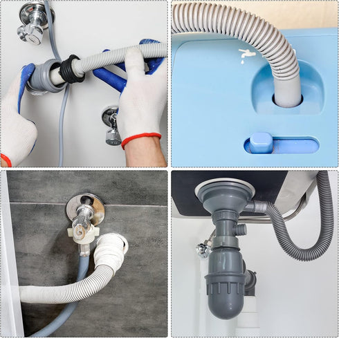 MECCANIXITY Washing Machine Drain Hose Extension Kits 3.28ft Gray - Includes Extension Adapter, U-Bend Hose Holder, 2
