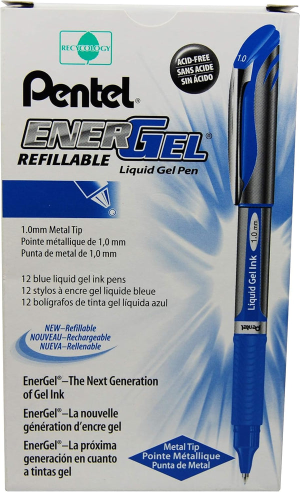 Pentel Liquid Gel Pen, Refillable, 1.0mm, Blue/Grey Barrel/Ink (BL60-C) by Pentel
