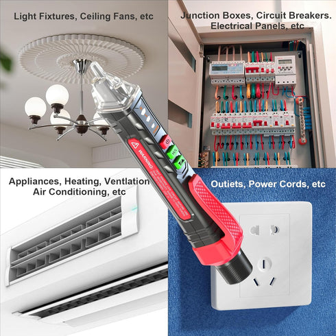 Voice Broadcast Voltage Tester, Non Contact Tester for 12V-1000V/48V-1000V, Efficient Live Wire Finder with LED