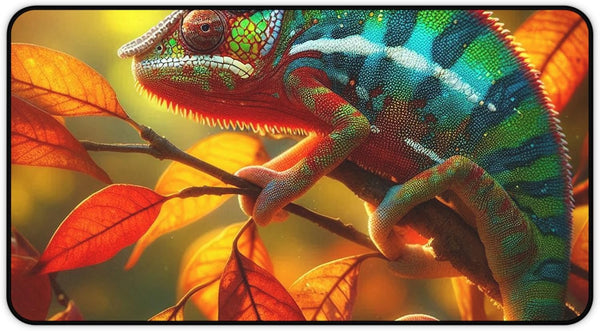 GENERIC Chameleon Color Changing Premium Desk Mat with Vibrant Forest Leaves Design