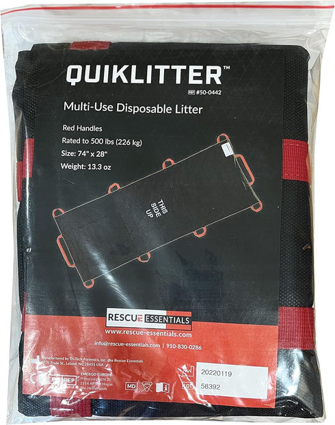 500 Lb Rescue Essentials Brand Public Access QuikLitter, Red Nylon Handles, Non-Woven Fabric, Rated, Low Cost