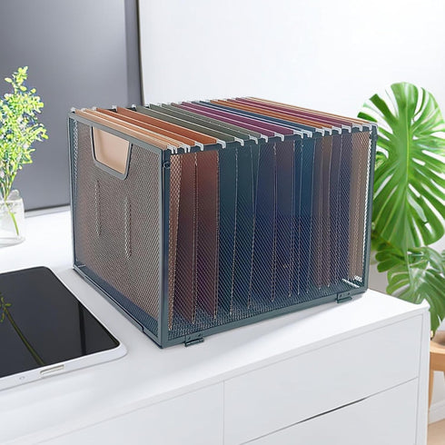 Metal File Baskets - Hanging File Folder Organizer, Letter Size, Black (1)