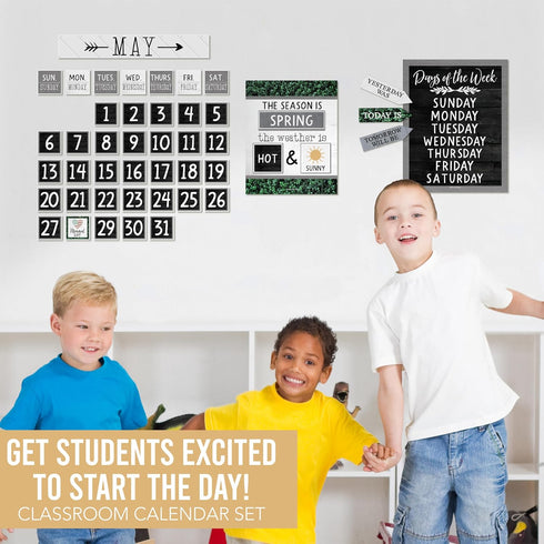 Hadley Designs Farmhouse Classroom Calendar Set - Bulletin Board Calendar for Classroom Decor, Teacher Supplies
