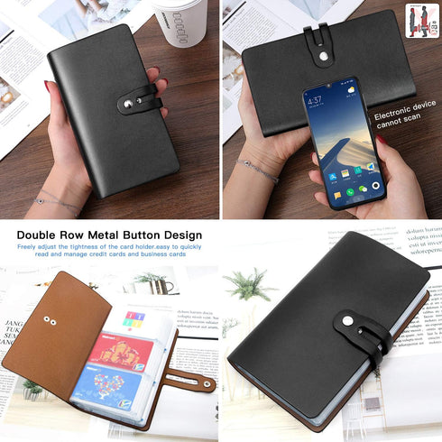 Padike RFID Credit Card Holder, Business Card Organizer with 96 Card Slots, Credit Card Protector (Black)