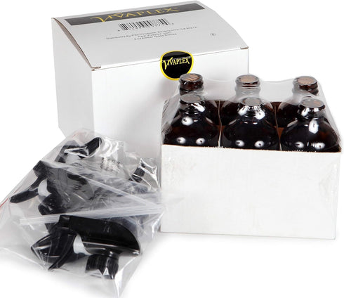 Vivaplex 6 Large 8 oz Empty Amber Glass Spray Bottles with Black Trigger Sprayers