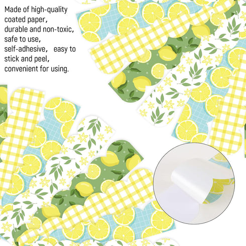 Whaline 69 Feet Summer Lemon Bulletin Board Borders with Self-Adhesive Trim in 5 Designs for Classroom Decorations