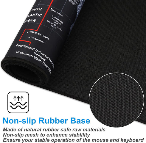 XXL Professional Large Mouse Pad & Computer Game Mouse Mat (35.4x15.7x0.1IN, Map)