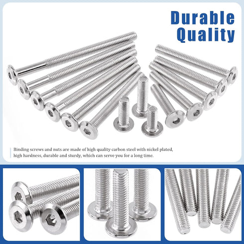 Glarks 141Pcs M6 140Pcs 14 1Pc M4 Hex Drive Socket Head Cap Bolts Assortment Kit, Sizes Nickel-Plated Socket Cap Screws