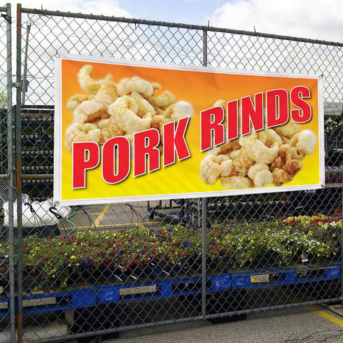 Fastasticdeals 4 Grommets 16x40Inches Vinyl Banner Multiple Sizes Pork Rinds Restaurant Cafe Bar A Restaurant & Food