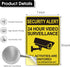 Soslina 2 Pack 10x7 Inch 24 Security Signs Video Surveillance Sign, Non Metal Vinyl Stickers, Hour Security Camera