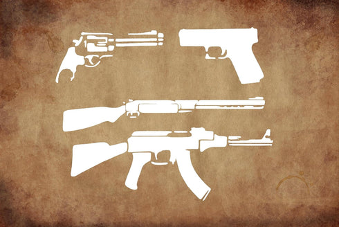 Reusable Guns Stencil 11" x 8.5" - Custom, Durable Design for Tactical and Educational Crafts