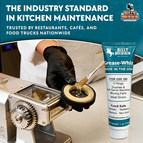 1oz Commercial Grease-Whiz Food Grade Grease Lubricant - Grease for Meat Slicer, Ice Cream, Slushee Machine, Beer Kegs