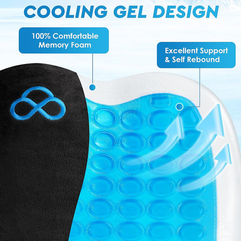 Seat Cushion for Office Chair, Anti-Slip Bottom & Removable Cover, Memory Foam Tailbone Pain Relief Cushion in Black