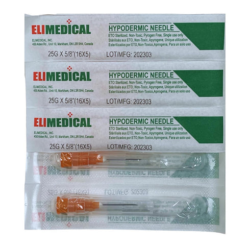 Veterinary Hypodermic Needle, Poly Hub 25G x 5/8 inch, 100 per Box, Individually Packed, NDL2516