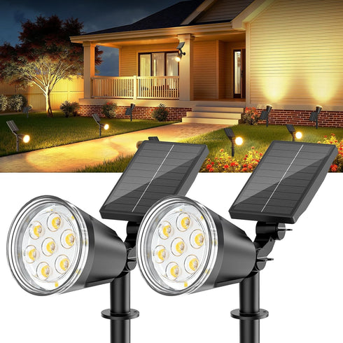 Solar Spot Lights Outdoor Waterproof: 1000LM Big Adjustable Spotlight - 2-in-1 15Hrs+