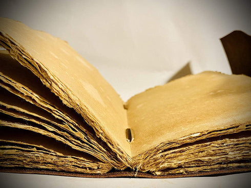 Vintage Leather Journal - 200 Pages Deckle Edge Rustic Paper, Unlined Book of Shadows, Grimoire, Sketchbook (Dark