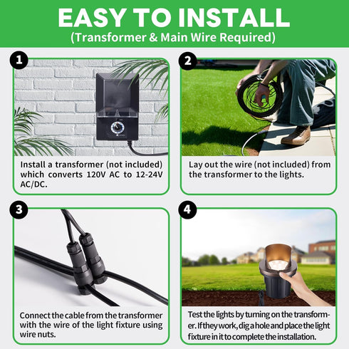 3000K, 12V IP67 Low Voltage Landscape Well Lights Outdoor, LED In-Ground Lights Warm White Waterproof Anti-Glare